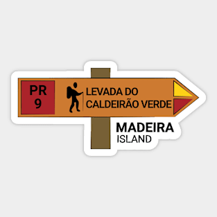 Madeira Island PR9 LEVADA DO CALDEIRÃO VERDE wooden sign Sticker